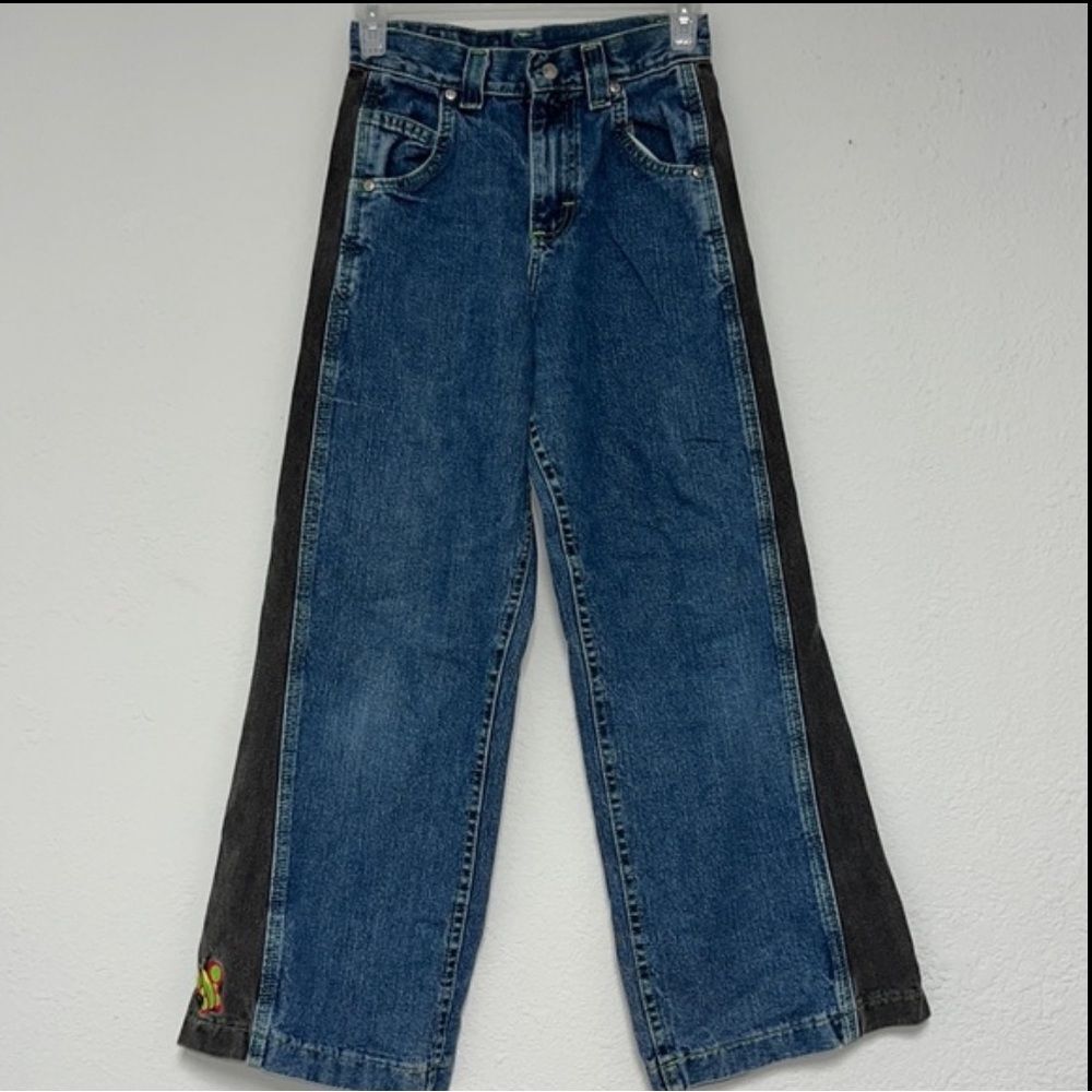 Neon embroidered Side Panel Retro Riders Jeans Girls Size 12 Regular Vintage